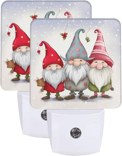 Vista 8 de Juego de 2 lámparas LED de noche enchufables de muñeco de nieve, con sensor automático, copos de nieve de Navidad, juego de 2 luces nocturnas
