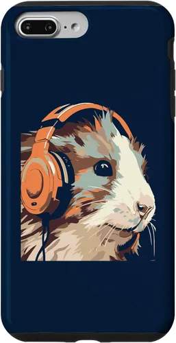 Vista 9 de iPhone 14 Funny Guinea Pig Gerbil & Headphones Case