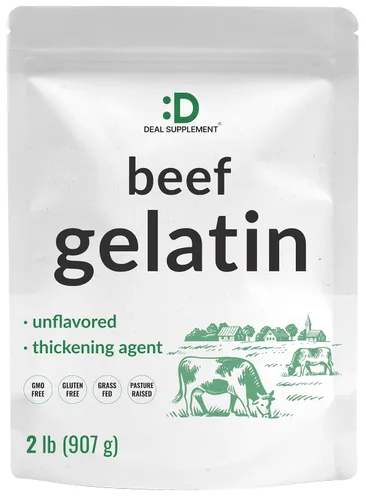 Vista 6 de Polvo de gelatina de res sin sabor, 1 lb – Bovino alimentado con pasto y criado a pastura – Espesante y estabilizante natural para cocinar y hornear