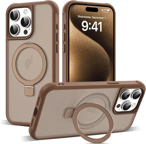 Vista 86 de SKYLMW - Funda compatible con iPhone 11 de 6.1 pulgadas, con soporte magnético invisible tipo anillo, funda translúcida de grado militar, compatible