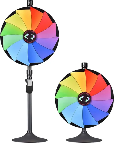 Vista 14 de WinSpin Rueda de premios de mesa de 12 pulgadas, rueda de ruleta de juegos de carnaval con marcador de borrado en seco, rueda giratoria resistente
