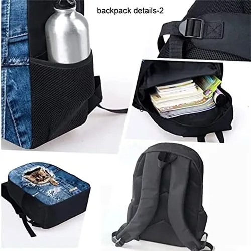Vista 4 de Howanight Girls School Bag Floral Border Collie Print Backpack Casual Daypack Set with Lunch Box and Pencil Case,3 Piece