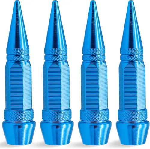 Vista 17 de 4 piezas de tapas de válvula de neumático con estilo púas, cubiertas de válvula de neumático universales de aleación de aluminio a prueba de polvo