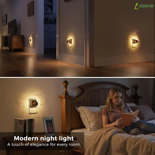 Vista 4 de L LOHAS LED - Luz nocturna de concha, luces nocturnas enchufables en la pared, luces nocturnas regulables enchufables con sensor de luz, 0-100LM