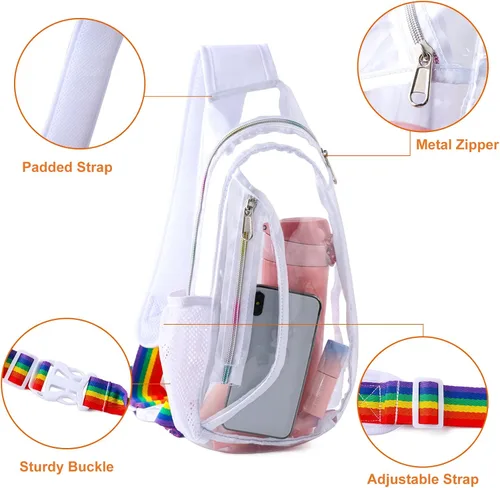 Vista 5 de Edraco Bolsa transparente aprobada para estadios, bolsa transparente en el pecho para senderismo, estadio o conciertos