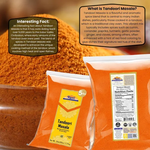Vista 5 de Rani Tandoori Masala (natural, sin colores añadidos) Mezcla india de 11 especias 80 onzas (5 libras) 5.0 lbs a granel ~ Sin sal Vegano Apto