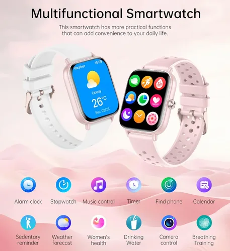 Vista 7 de Reloj inteligente para mujeres y hombres (respuesta/hacer llamadas), monitor de fitness, pantalla HD de 1.83 pulgadas con monitor de frecuencia