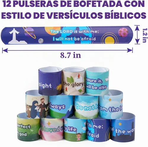 Vista 8 de Kolewo4ever 144 Pieces Bible Verses Slap Bracelets, Religious Christian Slap Bracelets, Scripture Inspirational Bible Wristbands, 12 Styles