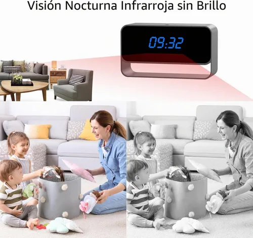 Vista 3 de Reloj de cámara oculta, mini cámara inalámbrica para niñera
