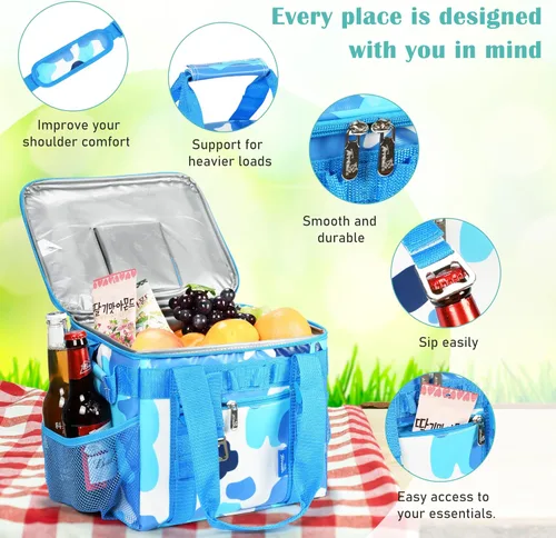 Vista 12 de Tirrinia Bolsa térmica grande aislada – Caja térmica a prueba de fugas para exteriores para mujeres y hombres – Bolsa de congelador portátil