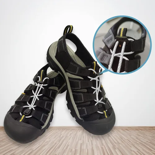 Vista 2 de NDTEZUGT 2 pares de cordones elásticos de repuesto para sandalias Keen, sin atar, redondos, sin atar, para adultos y niños