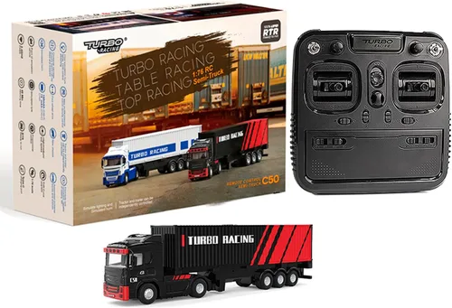 Vista 8 de FLYCOLOR Turbo Racing 1:76 C82 RC Truck Car Full Proporciontional RC Mini Sports Car Control remoto para adultos Regalo (negro)