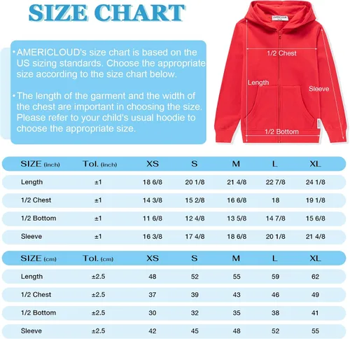 Vista 6 de AMERICLOUD Sudadera con capucha y cremallera para niños, suave y cepillado con capucha, con bolsillos, chaqueta deportiva para niños y niñas