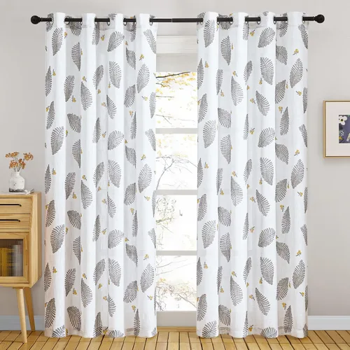 Vista 45 de KGORGE Cortinas opacas para sala de estar, aislamiento térmico, cortinas insonorizadas y cortinas estilo rústico estilo bohemio para cocina