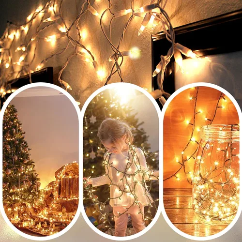 Vista 6 de 100 luces LED parpadeantes suaves, luces de Navidad centelleantes lentas, 50 de 100 luces parpadeantes, brillo suave impermeable, certificado UL, 29