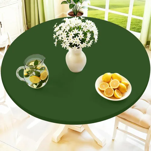 Vista 19 de Moosfor Mantel redondo de elastano, elástico ajustable impermeable para mesas de 18 a 24 pulgadas, mantel de picnic elástico lavable para Azul