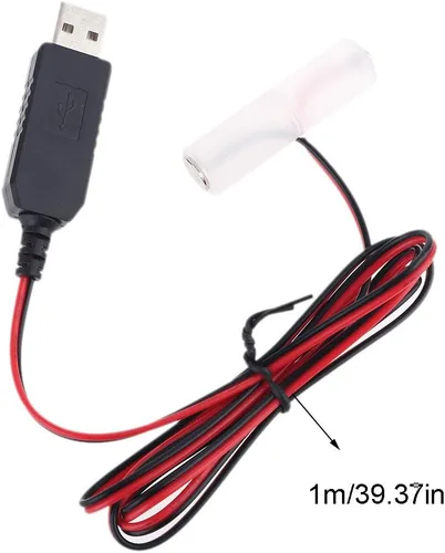 Vista 8 de LR6 AA Eliminador de batería USB Cable de fuente de alimentación reemplazar 1-4pcs 1.5V AA Batería (2AA)