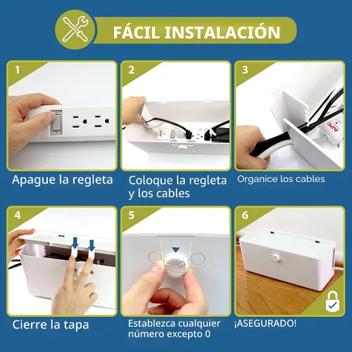 Vista 5 de Caja de Cubierta para Regleta de Alimentación - Efectivamente Protege la Regleta de Alimentación para Bebés con Doble Candado Patentado. Cómodas
