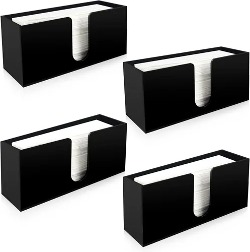 Vista 9 de Toallero de papel para encimera, 1 paquete de dispensador de servilletas acrílicas negras Fits Multifold, C-Fold & Z-Fold Trifold Towels, Durable