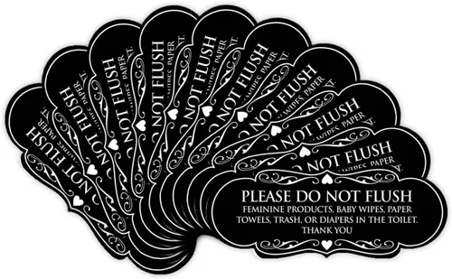Vista 22 de Signs ByLITA Designer Please Do Not Flush Etiqutte Letrero (negro) - Pequeño 1 paquete