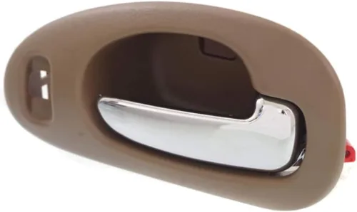 Vista 6 de Para Chrysler LHS 1999 2000 2001 Manija de puerta interior delantera, bisel beige del lado del pasajero con palanca cromada Con orificio