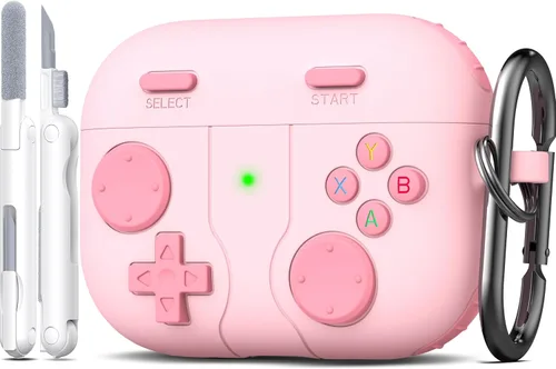 Vista 15 de R-fun Funda para AirPods Pro 3, diseño de consola de juegos de silicona para Apple AirPods Pro de 3ª generación (cable USB-C), con kit limpiador