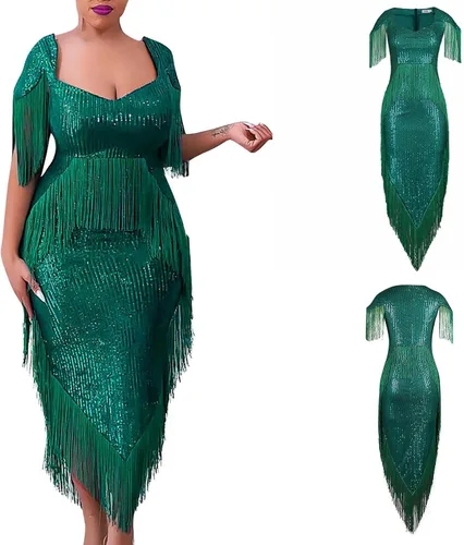 Vista 2 de Christmas Party Dress Solid Fashion Irregular Sexy Tassel Sequin Dress New Years Eve. Women's Dresses