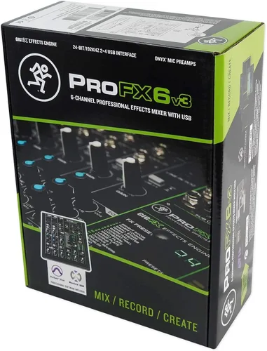 Vista 5 de Mackie ProFX6v3 - Mezclador de efectos con micrófono de grabación Rockville RCM03 Pro, auriculares de estudio PRO-M50, brazo de micrófono DMS40