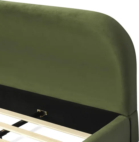 Vista 11 de Christopher Knight Home Hazel Queen Size Platform Bed, Velvet Fabric Headboard and Bed Frame, Upholstered Curve-Shaped Queen Headboard, Wooden Slats