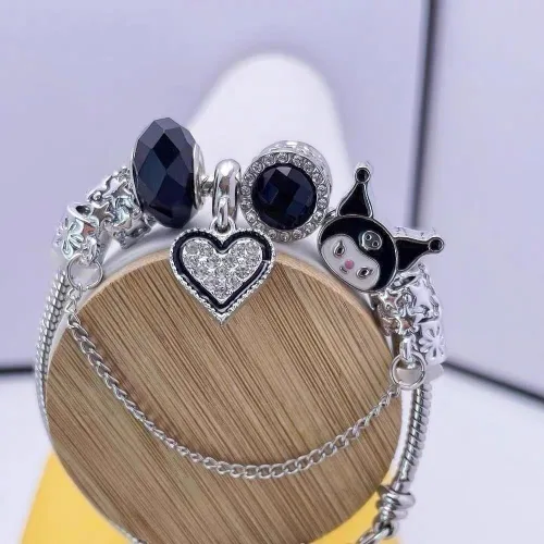 Vista 6 de Pulsera con dijes Kawaii, pulsera ajustable de Hello Kitty, regalos de joyería de moda para mujeres y niñas