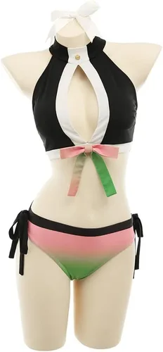Vista 2 de haikyuu Bikini para mujer, estilo anime, traje de baño japonés de dibujos animados