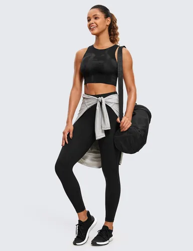 Vista 3 de CRZ YOGA Butterluxe - Brasier deportivo de cuello alto y espalda cruzada para mujer, camiseta corta acolchada para entrenamiento con brasier
