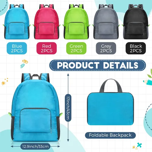 Vista 2 de 10 mochilas a granel de 16.5 pulgadas, ligeras, mochila para estudiantes, escuela, mochila informal para niños y niñas, viajes al aire libre, 5