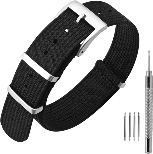 Vista 36 de ANNEFIT - Correa de reloj de nailon de 16mm 18mm 20mm 22mm, correas de reloj militares impermeables de una pieza con hebilla resistente