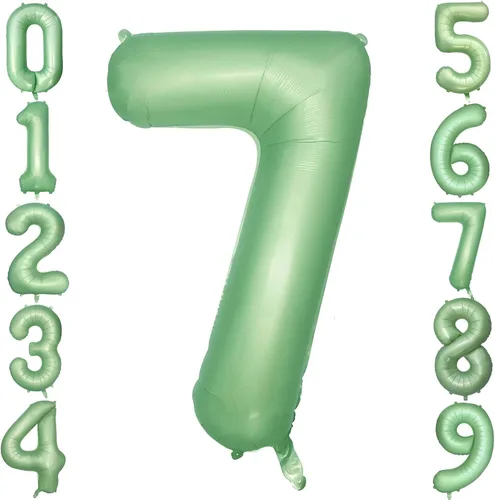 Vista 11 de Globos verdes del número 0 de 40 pulgadas, decoración de fiesta verde mate, globo grande de cumpleaños retro verde oliva para decoración de fiesta