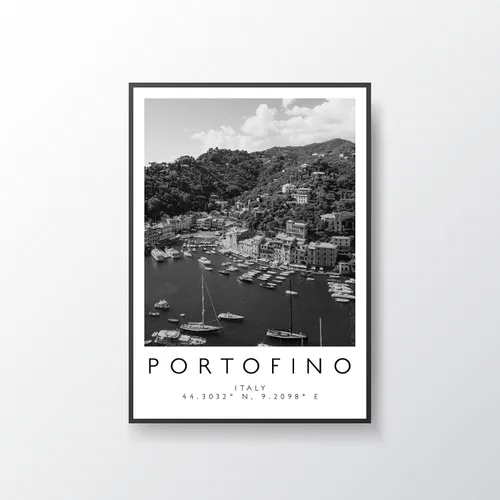 Vista 2 de Impresión Portofino, Póster de Portofino, Arte de pared de viaje, impresión de viajes, impresión de Italia, decoración de viajes, arte en blanco