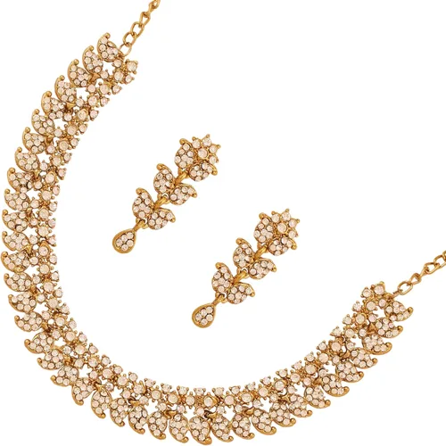 Vista 10 de Touchstone Conjunto de joyas de boda india, collares tradicionales de oro para mujer, conjuntos de diamantes de imitación de declaración hollywood 1