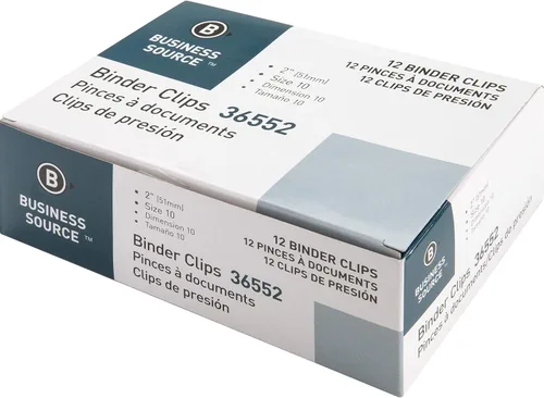 Vista 4 de Business Source Clips plegables para carpeta, color negro, grande (paquete de 12)
