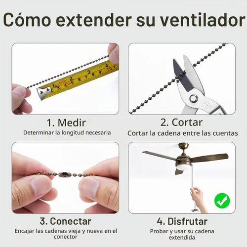 Vista 5 de SmoTecQ Extensor de cadena para ventilador de techo con bombilla decorativa de vidrio esmerilado y cable de ventilador, se adapta a todos