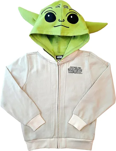 Vista 6 de Star Wars Mandalorian Grogu Zip-Up Hoodie for Toddler Size Adorable and Cozy Little Kids Jacket with Baby Yoda Face & Ear