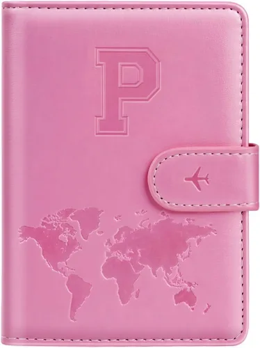Vista 45 de Funda para Pasaporte Personalizada con Letra de la A a la Z, Billetera de Viaje con Bloqueo RFID, Funda para Pasaporte, Estuche para Pasaporte