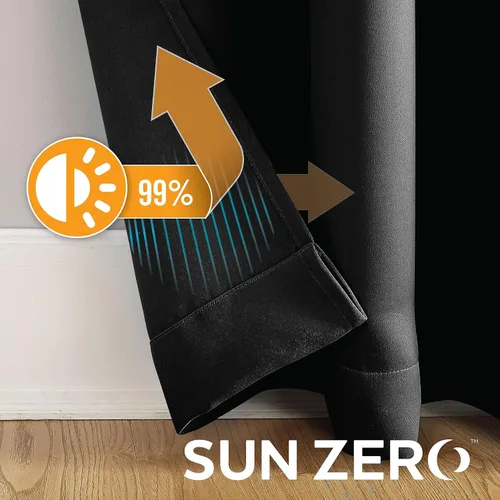 Vista 4 de Sun Zero Soho - Juego de 2 paneles de cortinas opacas de eficiencia energética con ojales, 54 x 84 pulgadas, color negro