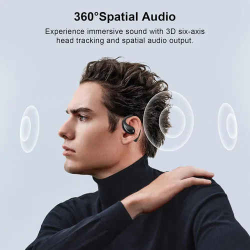 Vista 2 de Auriculares inalámbricos con clip de oreja abierta, Bluetooth 5.4, diseño de oreja abierta, micrófono integrado, impermeable, funda de carga