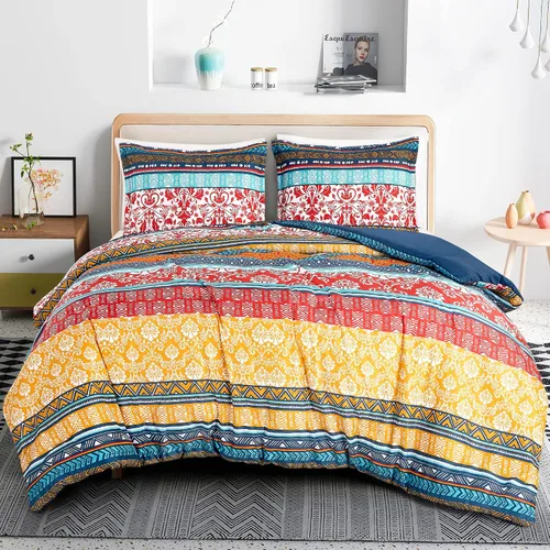 Vista 10 de Chezmoi Collection Azura Juego de Edredón Floral de 2 Piezas Tamaño Individual - Juego de Ropa de Cama de Microfibra Estampada Ligera Multicolor