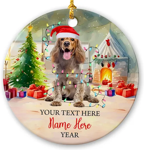 Vista 22 de Adorno de cerámica de Alaska Malamute de Feliz Navidad, decoración personalizada de Papá Noel, perro de Alaska Malamute nombre de perro, decoración