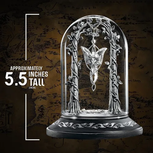 Vista 2 de The Noble Collection The Lord of the Rings Arwen Evenstar - Pantalla colgante de 5.5 pulgadas (5.5 in) de peltre y cúpula de vidrio - Set