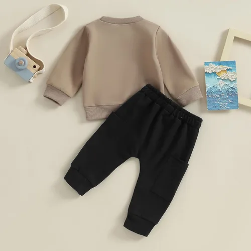 Vista 7 de Conjunto de sudadera de manga larga con cuello redondo y pantalones deportivos para bebés, ropa de invierno para bebé