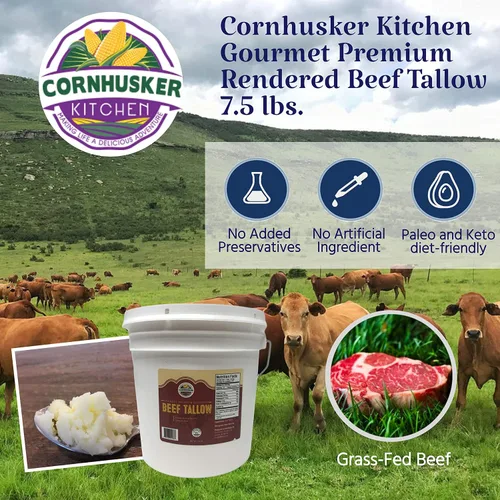 Vista 2 de Cornhusker Kitchen Sebo de ternera alimentado con pasto, 7.5 libras (sebo de ternera)