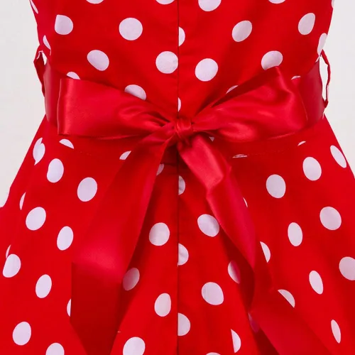 Vista 5 de Vestido de noche para niñas, estilo vintage de los años 50, con estampado de lunares, floral, rockabilly para fiesta de graduación, vestido de té