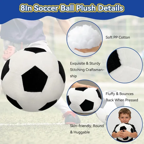 Vista 2 de Almohada de fútbol esponjosa – Pelota de fútbol orbicular duradera de 8 pulgadas, almohadas decorativas de fútbol de relleno suave para sofá